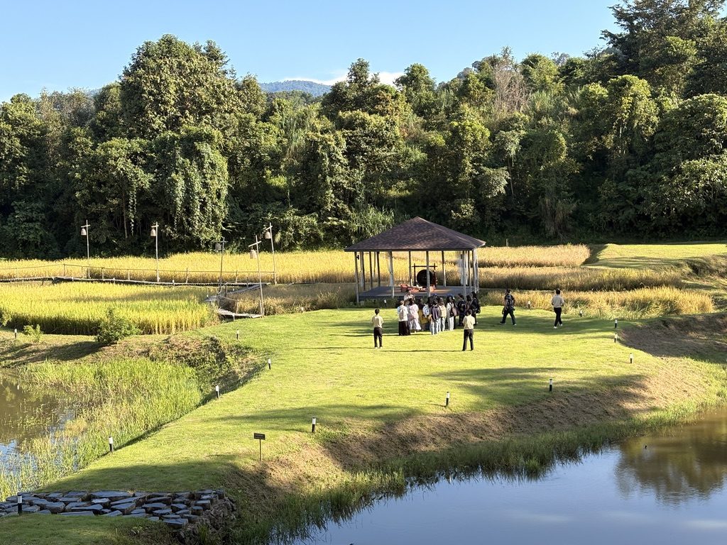 Friends gathering at the sala on the lawn